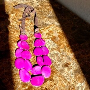 Purple palm nut necklace, leather tie